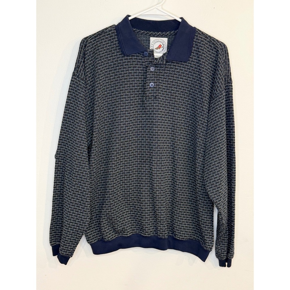 Vintage 90s Greenline International Knit Polo Sweater Mens‎ Large Made in USA